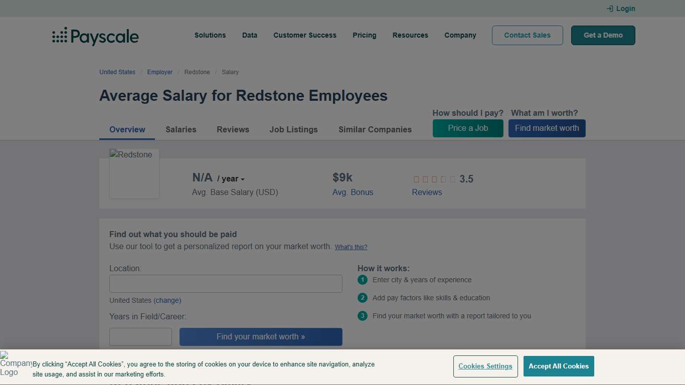 Average Redstone Salary in 2026 PayScale